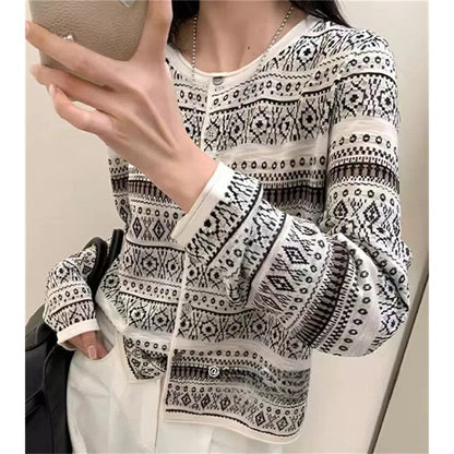 New Versatile Jacquard Knit Cardigan