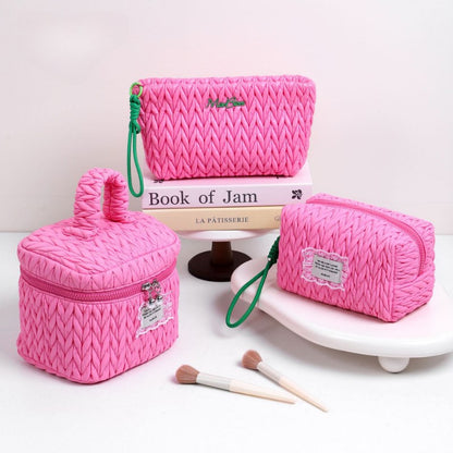 Solid Color Large Capacity Padded Make Up Bag