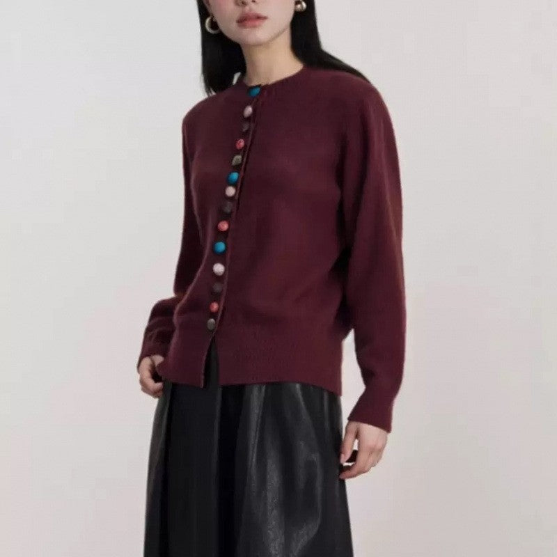 New Round Neck Cardigan Sweater