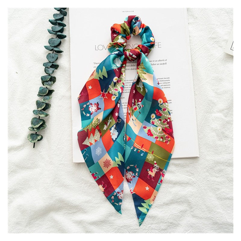 Halloween Printed Satin Scarf Scrunchies