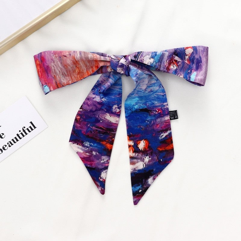 Vintage Elegant Oil Painting Long Silk Scarf