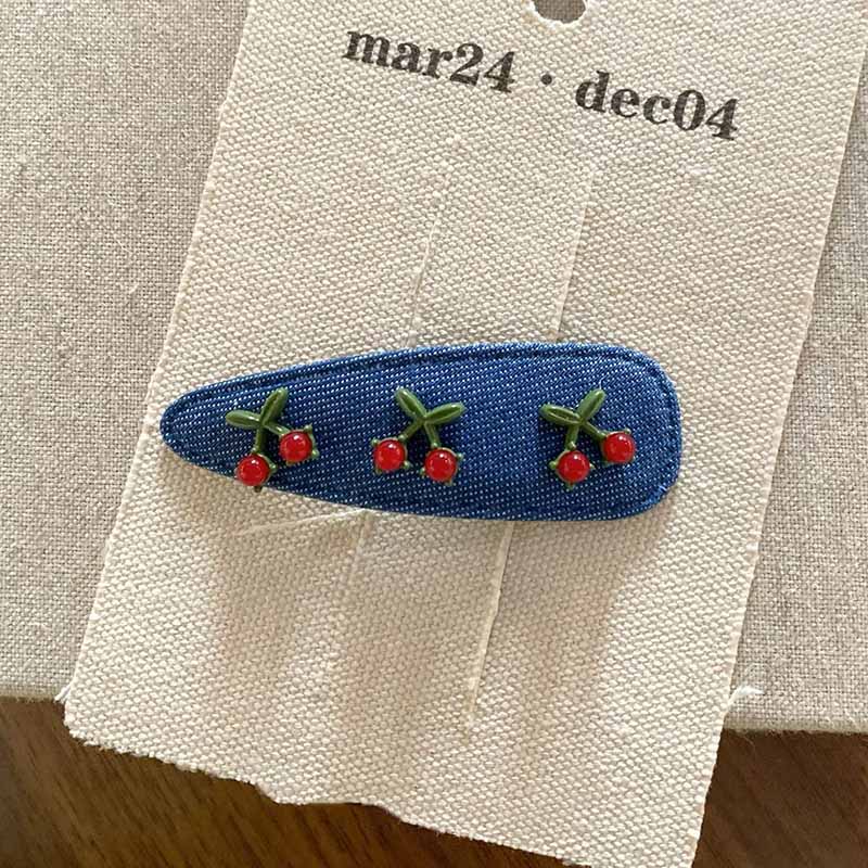 Letter Cute Cherry Denim Hair Clip