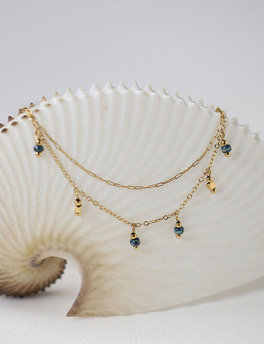 Vintage Colorful Beaded Pendant Layered Necklace