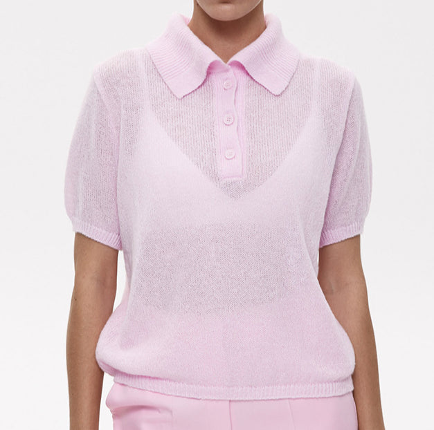 Simple Puff Sleeve Pullover Solid Knit Top