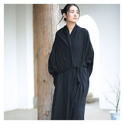 Solid Color Artistic Waist Belt Cardigan