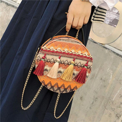 All-Match Zippered Casual Print Round Bag