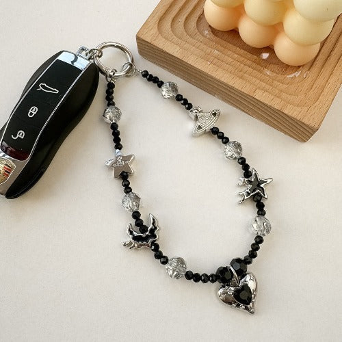 Color Block Love Crystal Beads Bag Charm