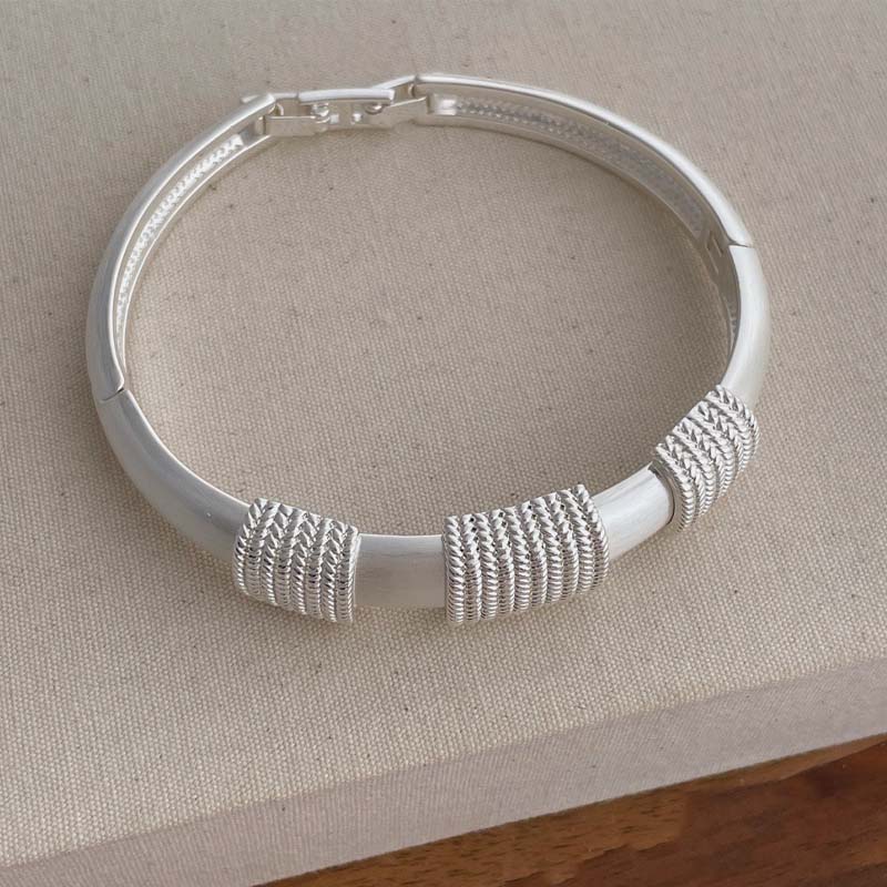 Chunky Textured Wire Twisted Bangle Bracelet