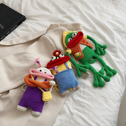 Cute Cartoon Knitted Crossbody Bag