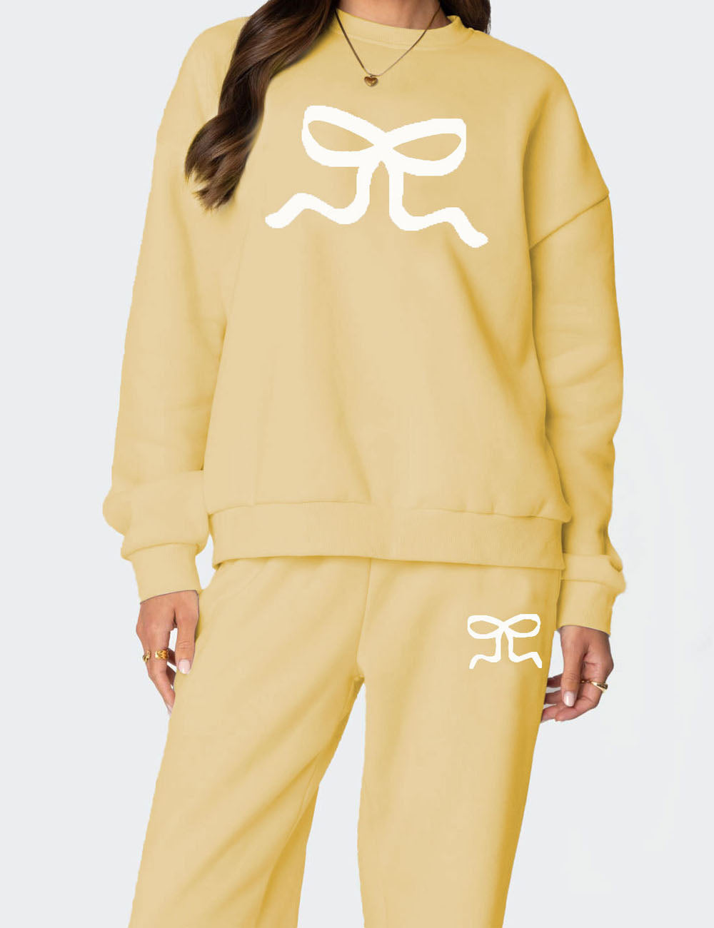 Casual Long Sleeve Thickened Sweatshirt Pants Set