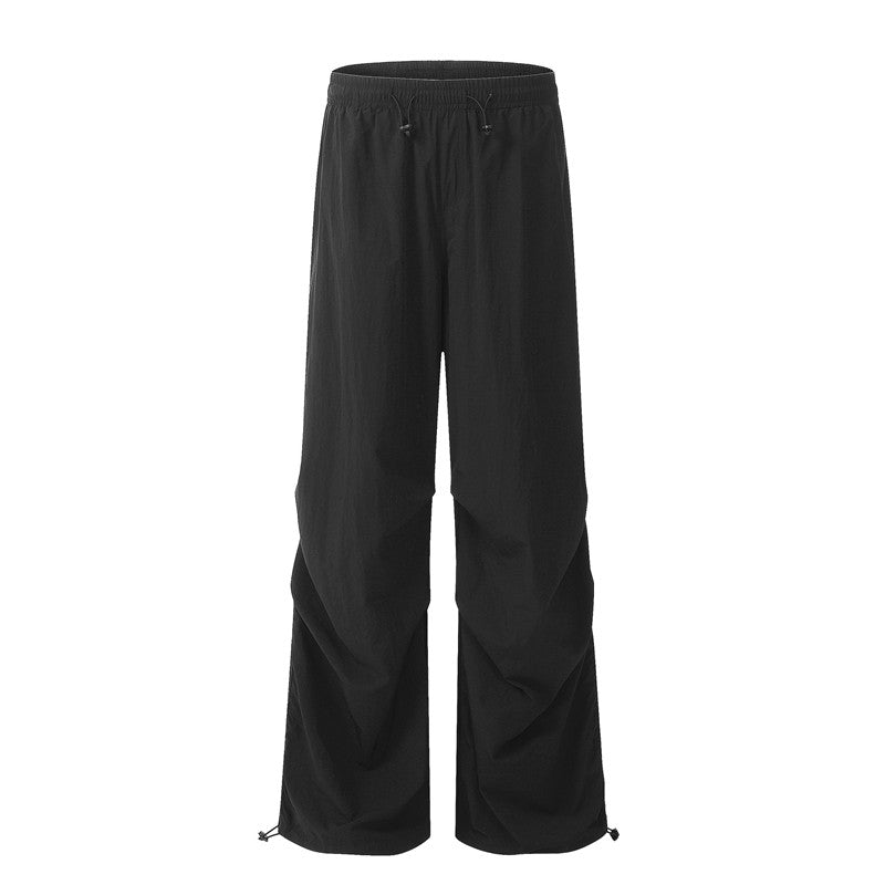 Summer Wide Leg Pants Drawstring Cuffed Unisex