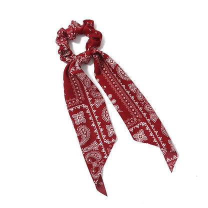 Satin Paisley Printed Hair Scarf Pony