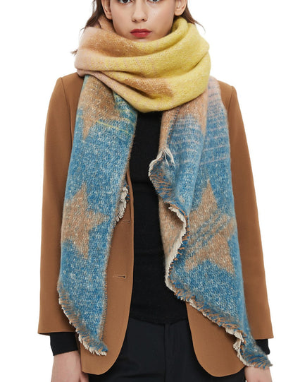 Contrast Color Star Print Scarves