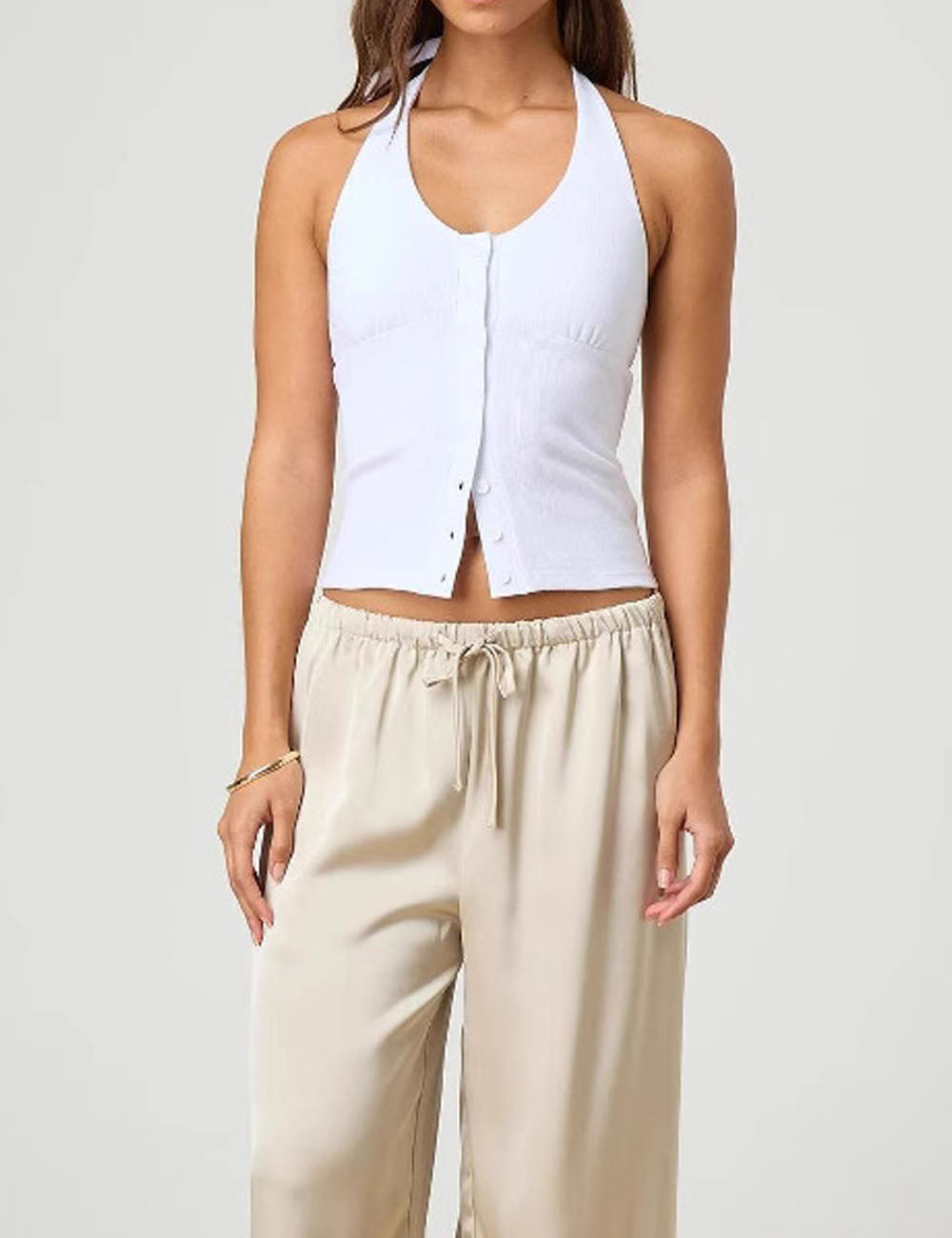 Sexy Backless Round Neck Sleeveless Knit Vest