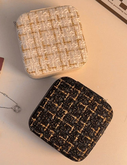 Color Block Zipper Closure Jewelry Case