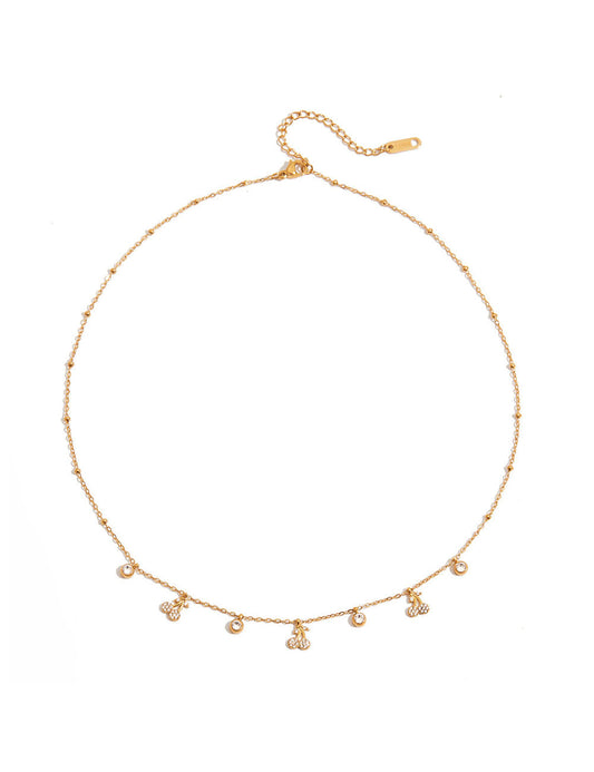 Gold Cherry Charm Zircon Choker Necklace