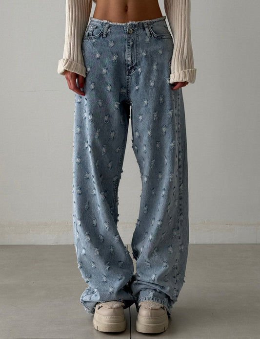 Ripped Distressed Raw Loose Jeans
