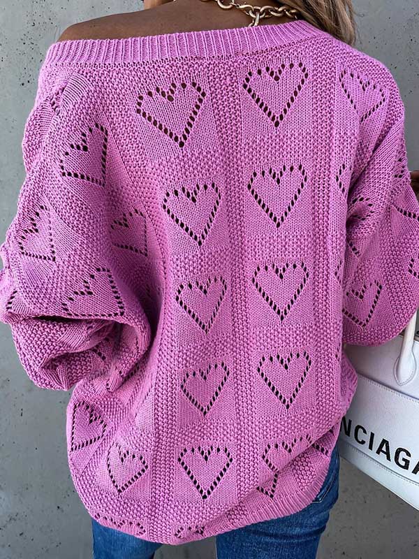 Hollow Loose Long Sleeves Sweater Tops