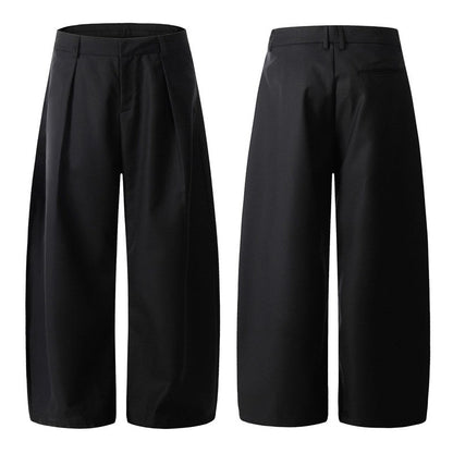 Black Curved Wide Leg Pants