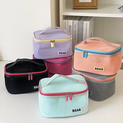 Color Block Large Capacity Make Up Bags