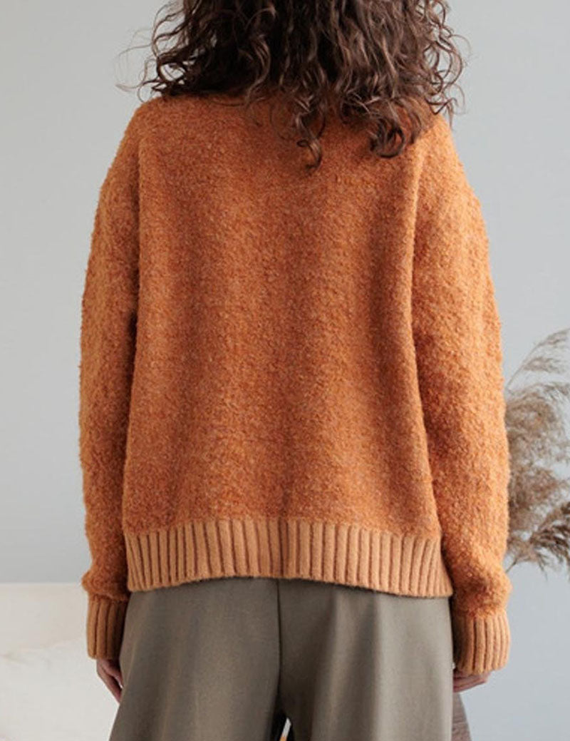 Casual Lapel Collar Long Sleeve Fuzzy Cardigan