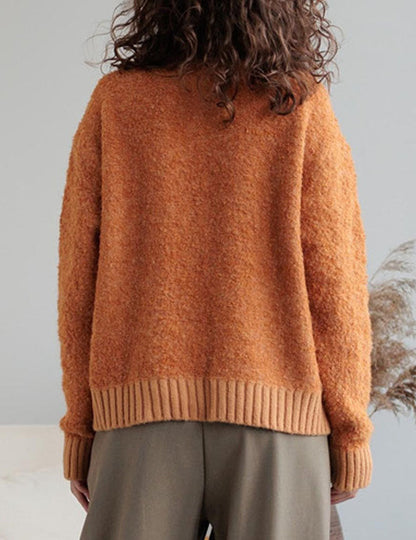 Casual Lapel Collar Long Sleeve Fuzzy Cardigan