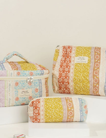 Butterfly Floral Print Puffer Make Up Bag