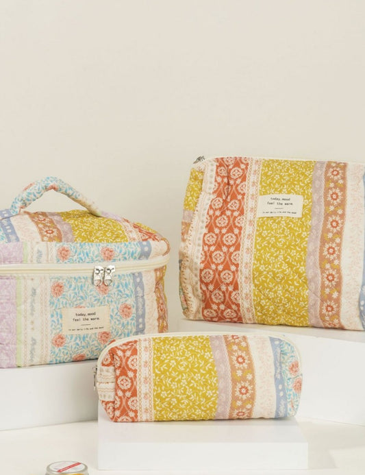 Butterfly Floral Print Puffer Make Up Bag