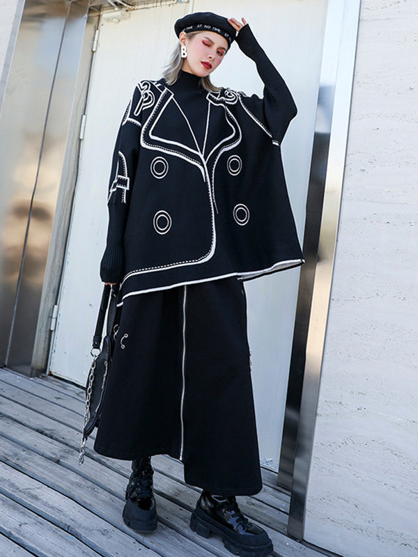 Original Print Irregularity Knitting Sweater