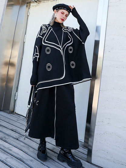 Original Print Irregularity Knitting Sweater