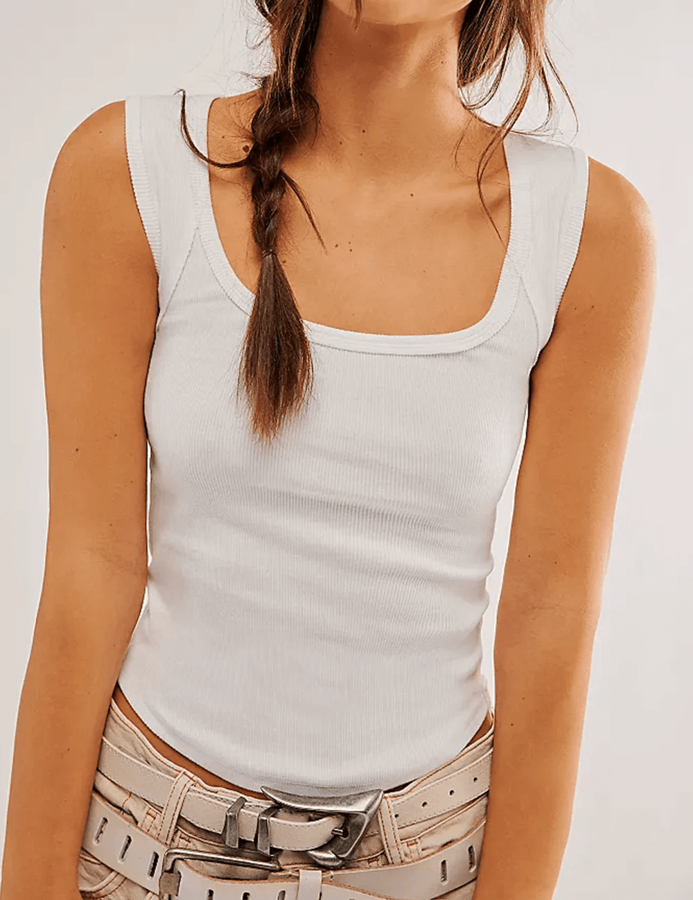 Square Neck Solid Color Tank Top