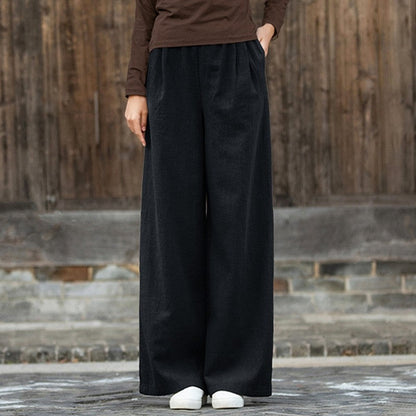 Lightweight Solid Color Casual Wide Leg Pants