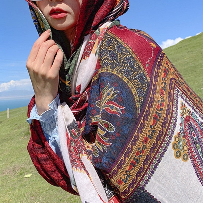 Ethnic Style Sun Protection Cotton And Linen Shawl Scarf
