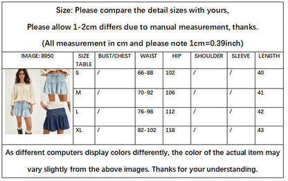 High-Waist Casual Denim Pleated Mini Skirt
