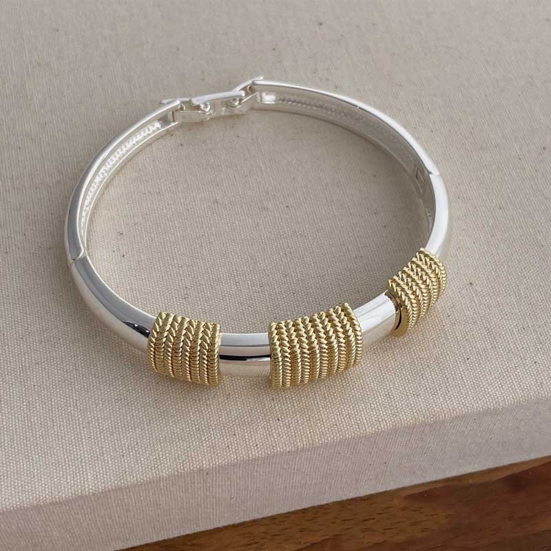 Chunky Textured Wire Twisted Bangle Bracelet