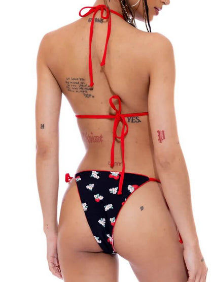 Sweet Floral Printed Plaid Swimwear