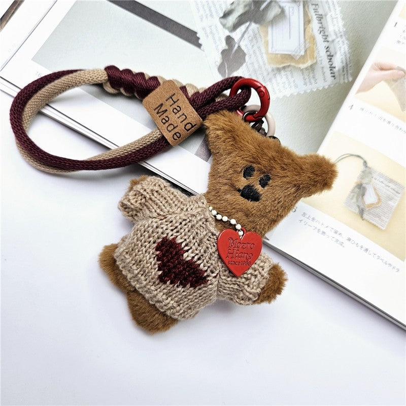 Tilted Head Plush Bear Keychain