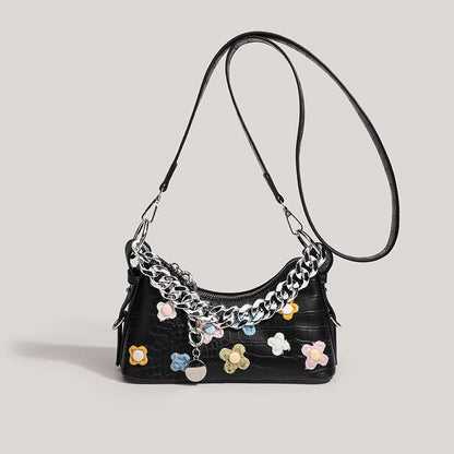 Colorful Flower Jacquard Chain Shoulder Bags