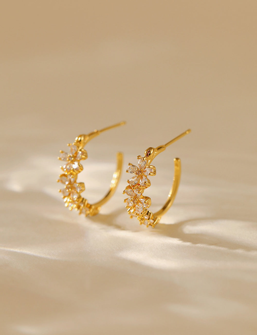 Copper Plated Gold Delicate Butterfly Floral Stud Earrings