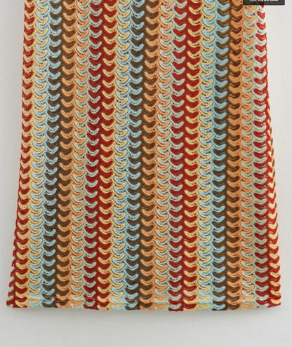 Backless Striped Halter Maxi Knit Dress