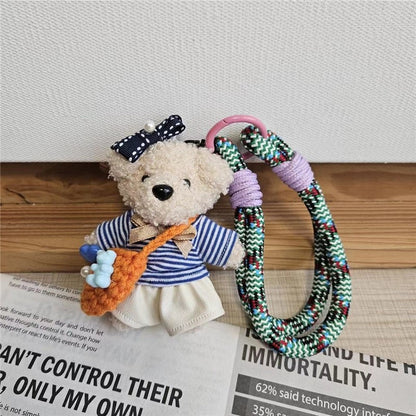Cute Plush Teddy Bear Keychain Crossbody Bag