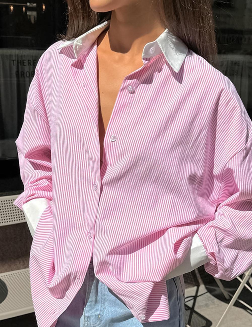 Casual Color Block Striped Long Sleeve Top