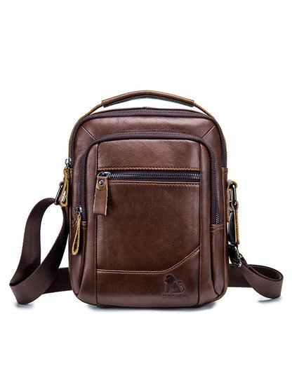 Solid Zipper Leather Multi-layer Pocket Crossbody Bag