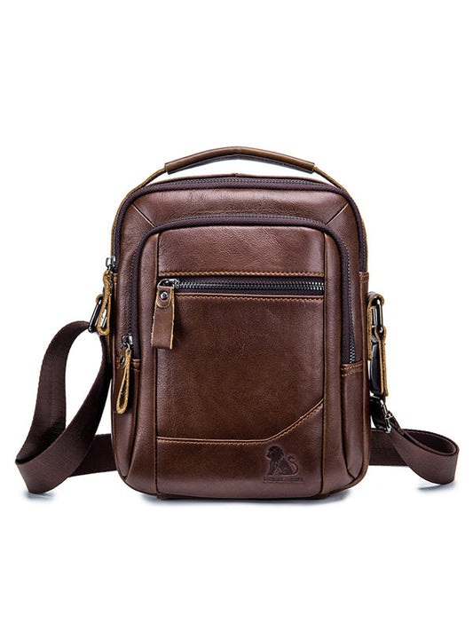 Solid Zipper Leather Multi-layer Pocket Crossbody Bag