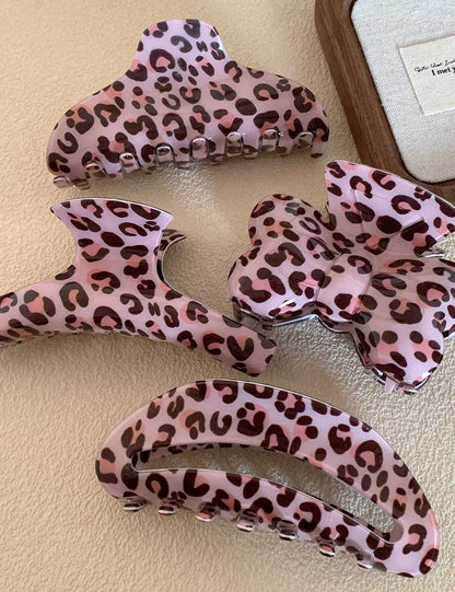Pink Leopard Bow Sweet Hair Clips