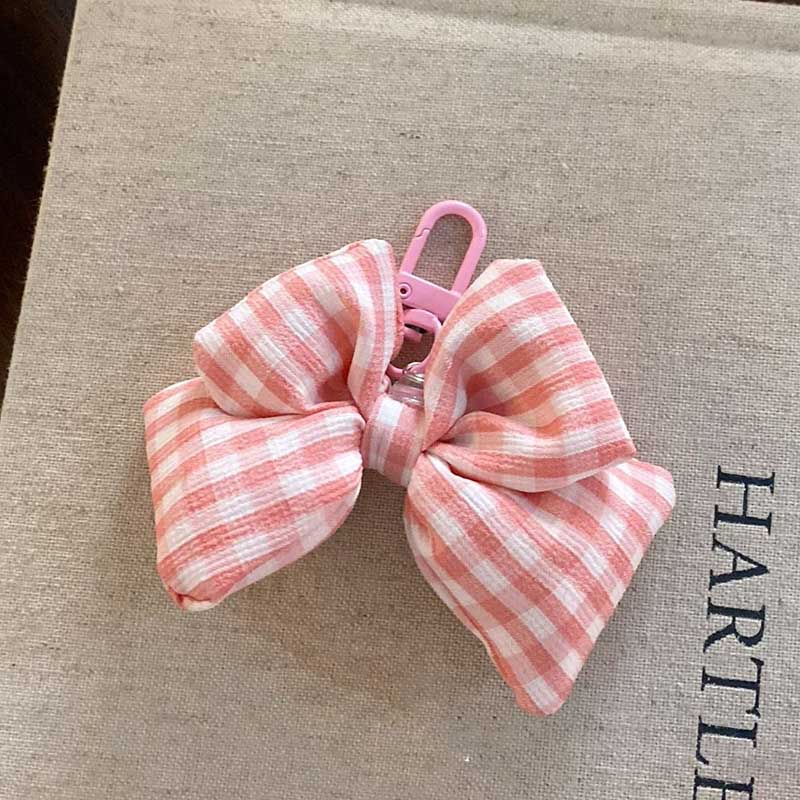 Sweet Plush Plaid Love Bow Bag Charm