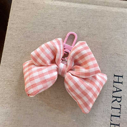Sweet Plush Plaid Love Bow Bag Charm