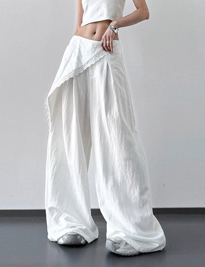 Asymmetric Casual High Waisted Wide Leg Pants