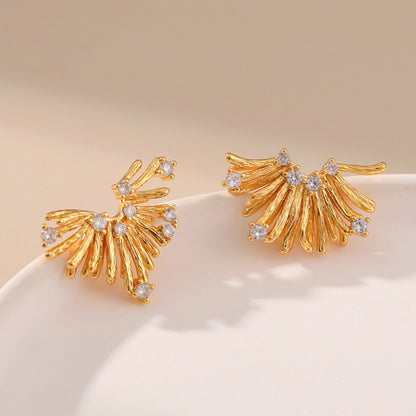 Irregualr Line Zircon Delicate  Stud Earrings