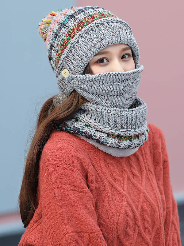 Original Three Pieces Knitting Hat+Mask+Scarf